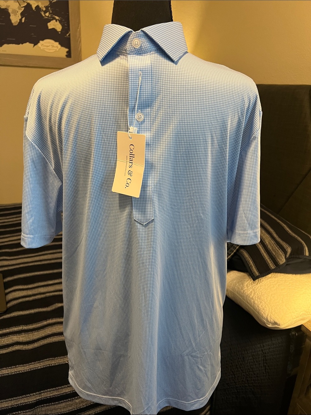Collars & Co. Men's Blue Performance Polo Shirt